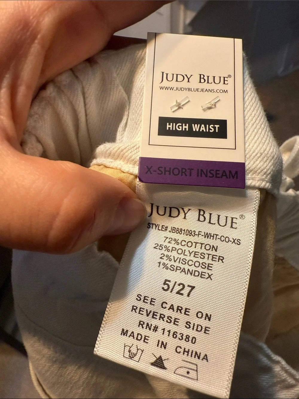 Judy Blue White High Waist Wide Palazzo Jeans Size 5/27 X Short - Picture 7 of 7